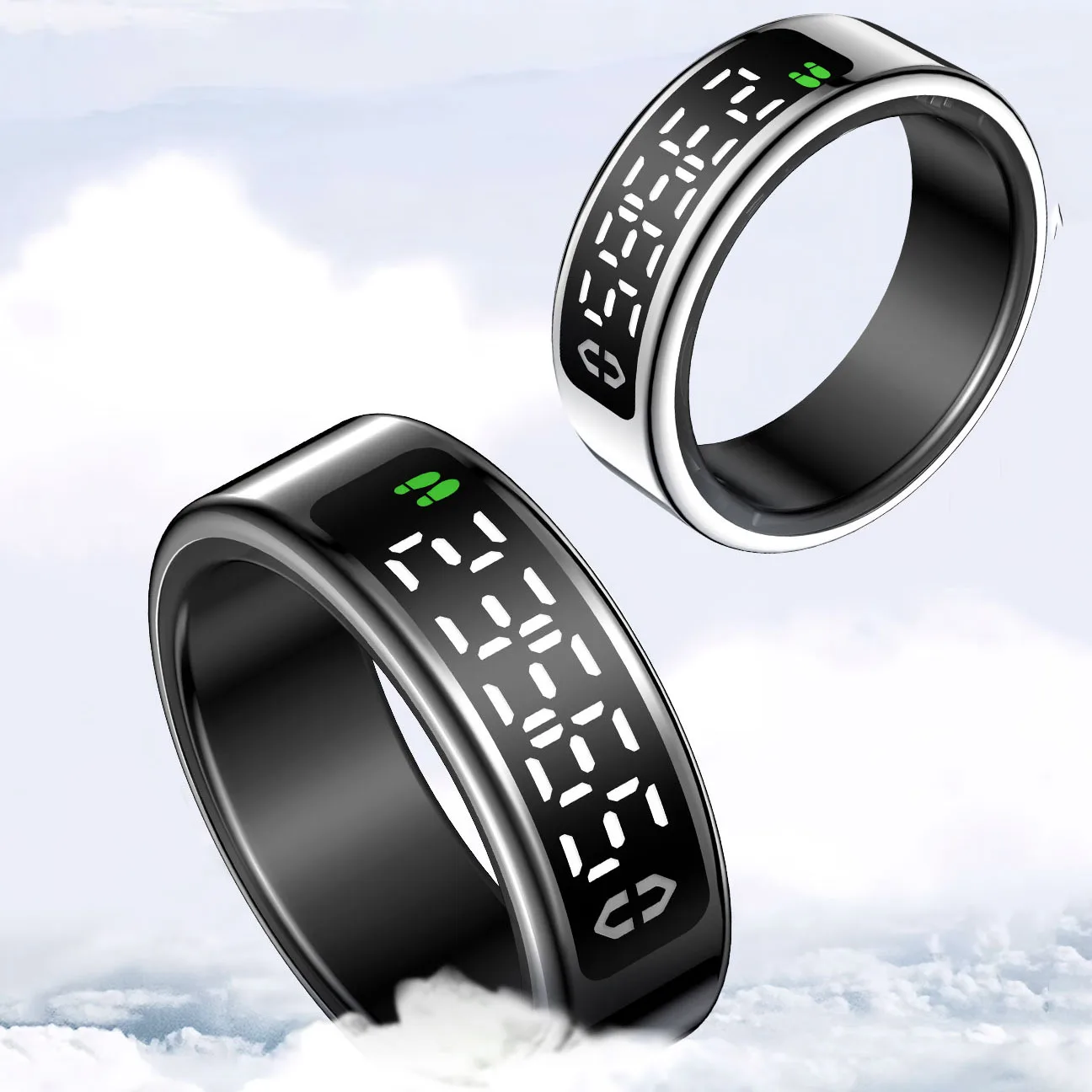 OEM Quality Display Screen Intelligent Touch Wireless Charging 5ATM Waterproof Heart Rate Blood Oxygen Sleep Health Smart Rings