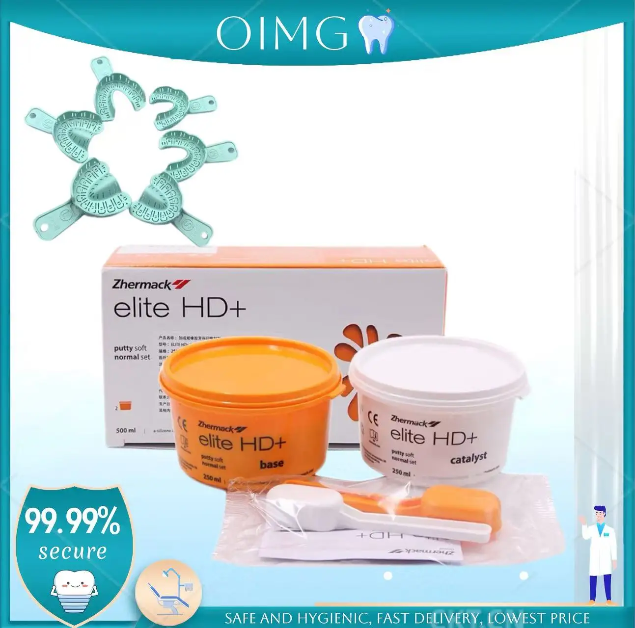 Elite HD + juego Normal de cuerpo ligero Dental Zhermack Elite HD masilla suave juego Normal impresión de goma de silicona polimerizada