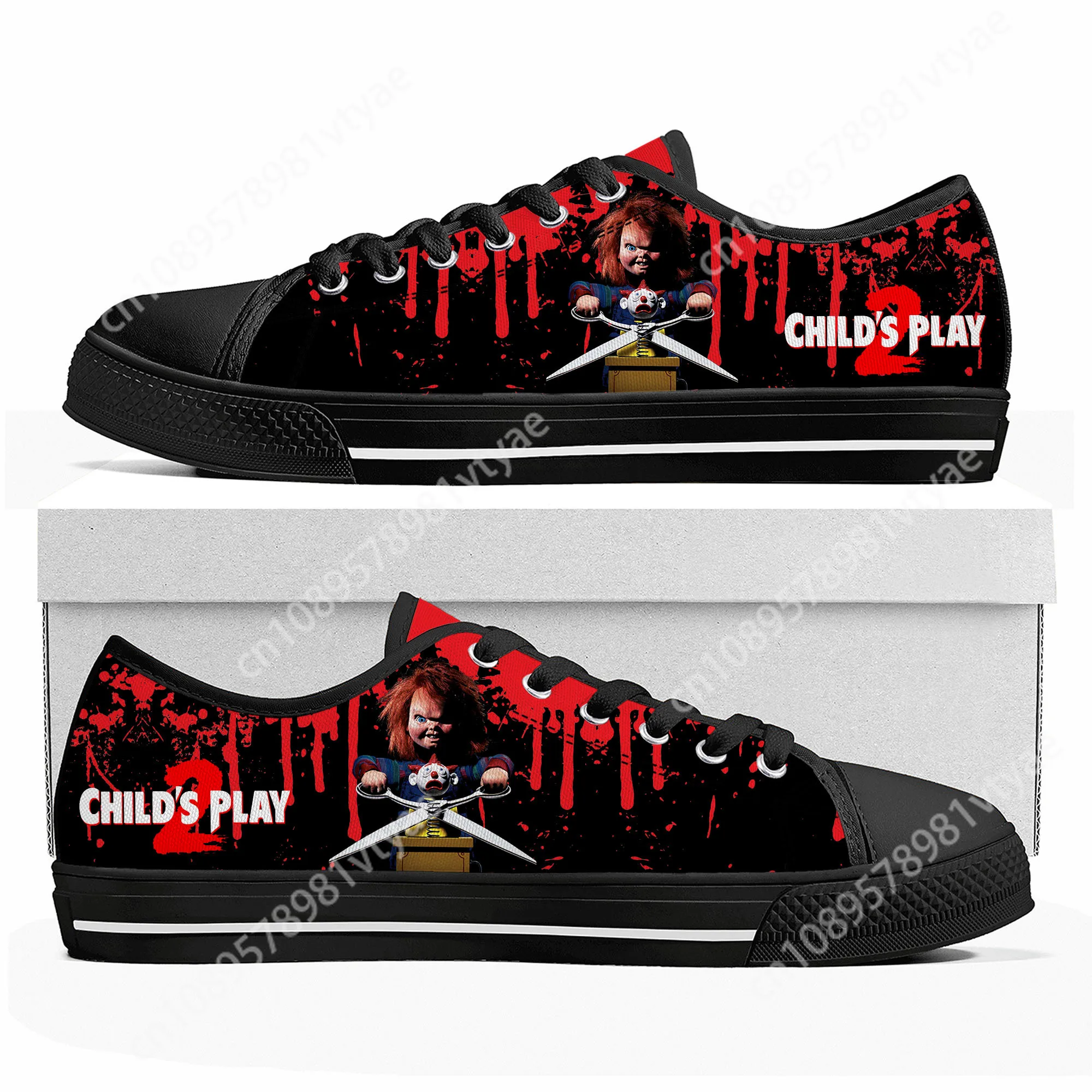 Horror Movie Childs Play Chucky Low Top High Quality Sneakers Mens Women Teenager Canvas Sneaker Casual Couple Shoes Custom Shoe