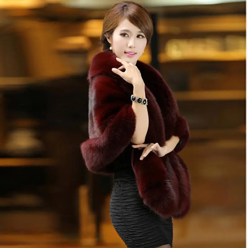 

Women's Winter Coats Faux Fox Fur Coat Thicken Keep Warm Half Sleeves Turn-down Collar High Quality Fashion Jacket T93