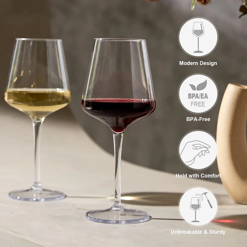 

2/4/6PCS Set Unbreakable Plastic Wine Glass High Quality Goblet Transparent Tritan Plastic Wine Juice Drink Cup Party