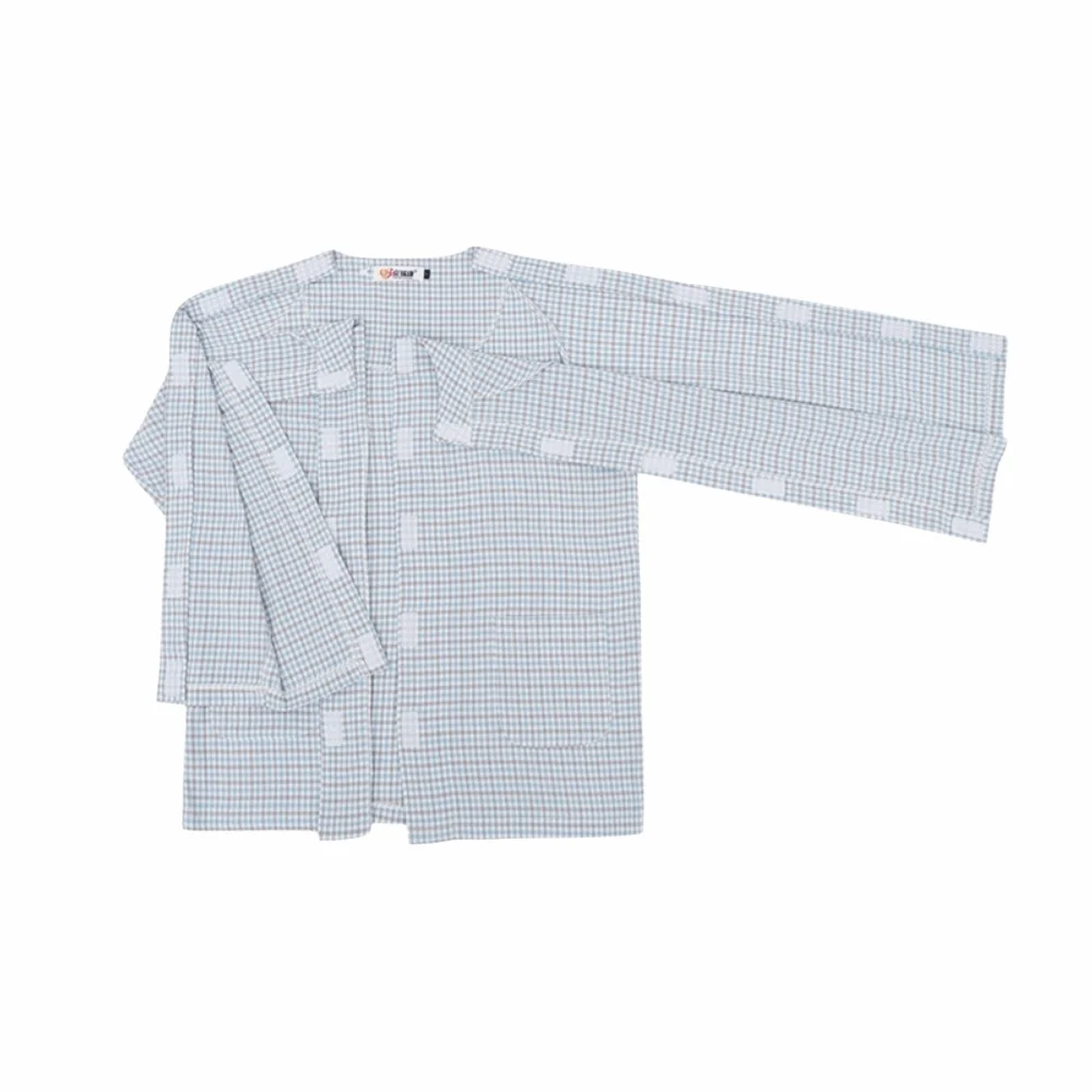Convenient Bedridden Elderly Care Clothing Washable Skin-Friendly Patient Gown Soft Full Tear Away Pajamas Suit Hospital Use