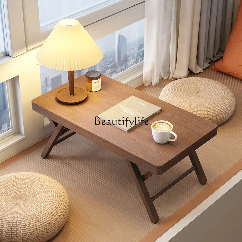 

Solid wood folding coffee table living room household small apartment balcony small tea table simple and modern