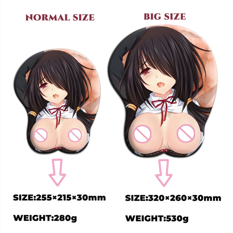 Date A Live Tokisaki Kurumi Hengtai Boobs Mouse Pad Anime Sexy Mousepad Cute Manga with Wrist 3D Big Oppai Silicone Gel Mat