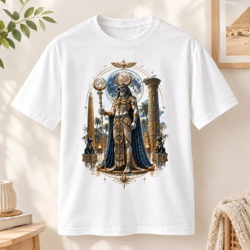 Ancient Egyptian God Thoth Moon Pyramid Anubis Graphic T Shirt Unisex Egypt Mythology Culture Short Sleeve Casual Tee