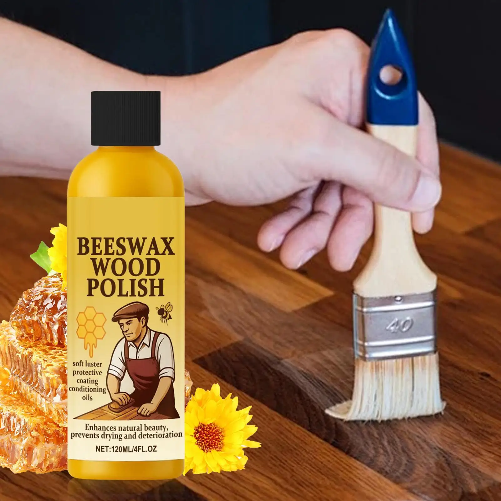 

120 мл Полироль для деревянных полов и мебели, восстанавливающий воск для ухода за деревом, предотвращает растрескивание, глубокое восстановление натурального деревянного напольного покрытия