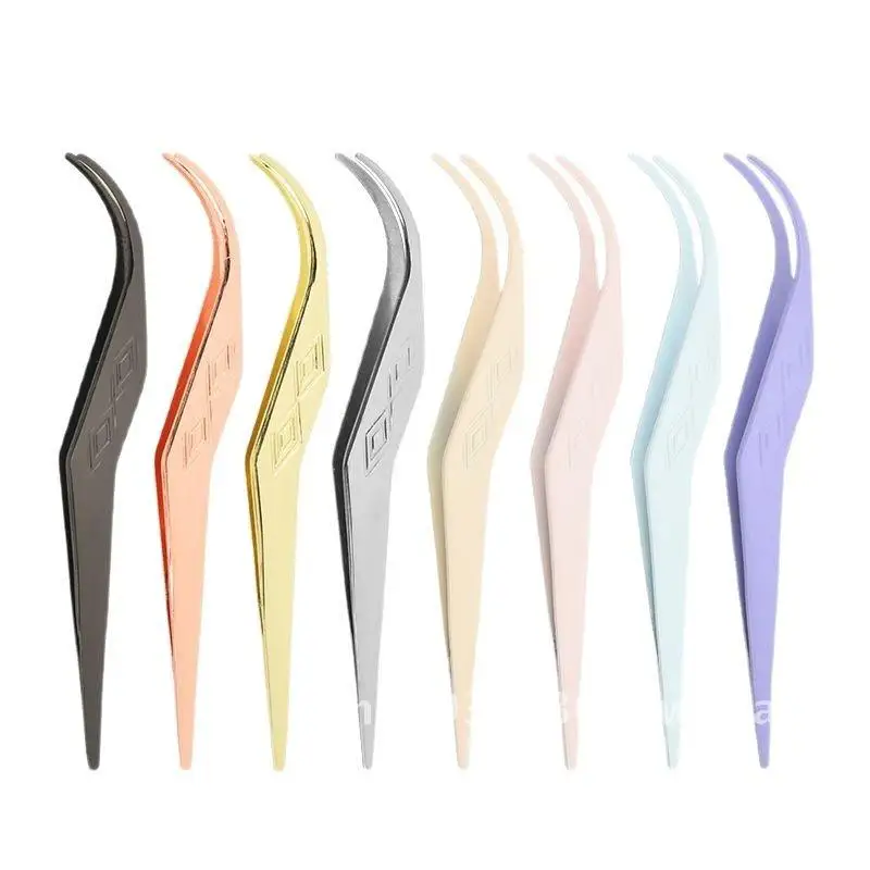 Piegaciglia in acciaio inossidabile Pinzette per innesto universale per ciglia Strumenti di bellezza per trucco con bocca ad arco in canna di fucile