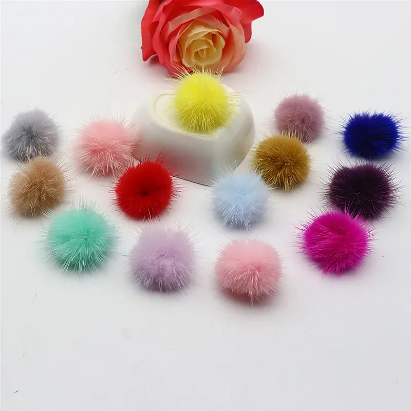 25mm 30mm 40mm Mink Fur Ball Multicolor Pompoms for Rings, Keychains, Shoes and Hats DIY Handmade Jewelry Accessories 5-10pcs