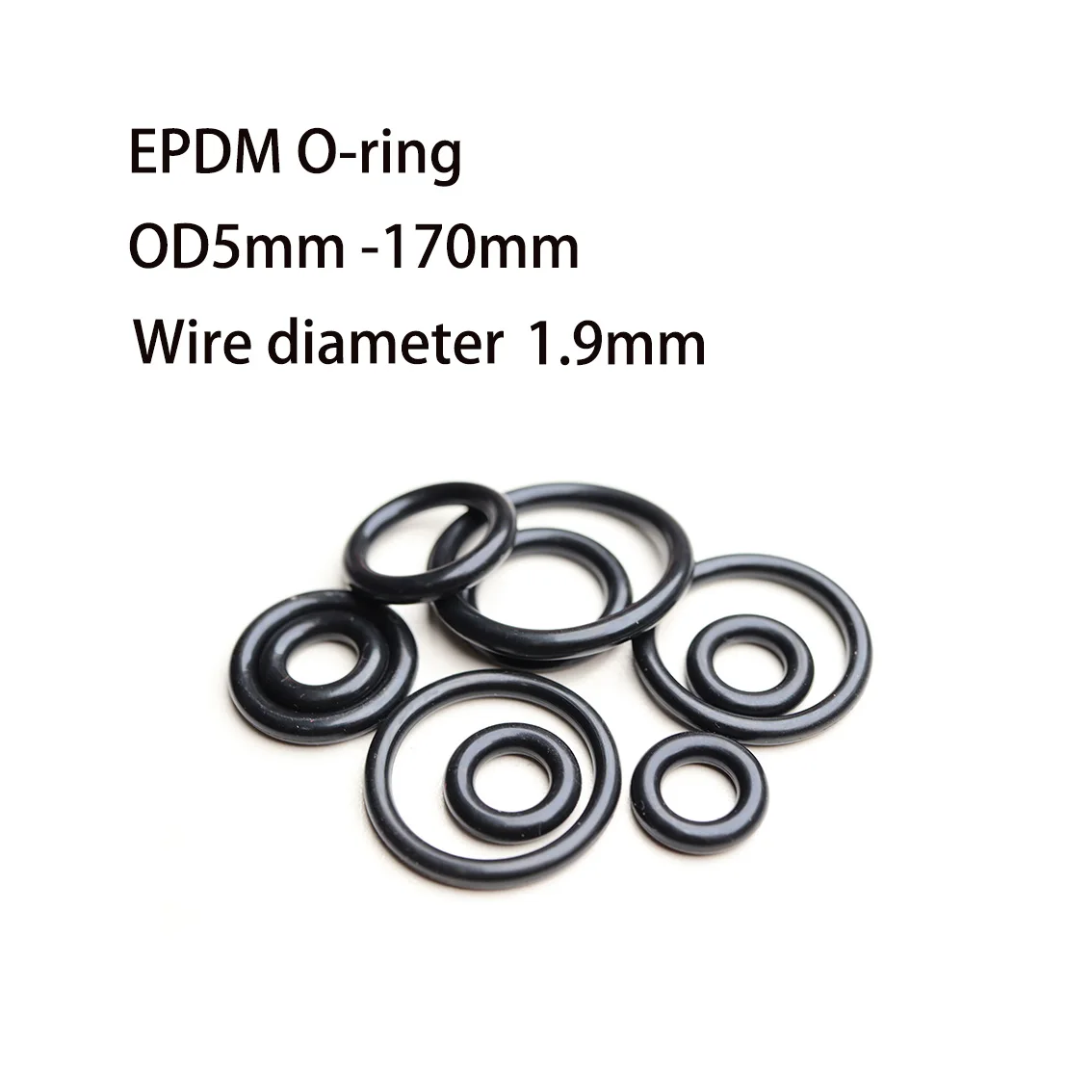 

EPDM O-ring OD 5-170mm THK 1.9mm O Rings Black High-Pressure Corrosion Oil ResistIn EPDM Sealing Ring For Repair In Stock