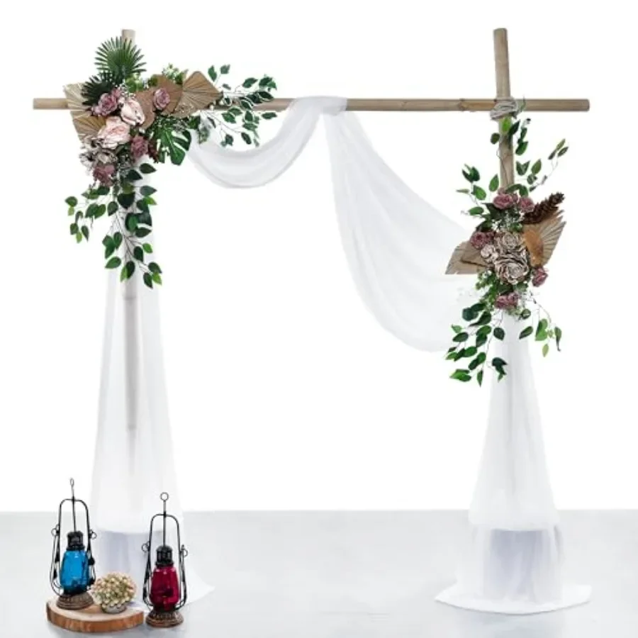 Wedding ceremony backdrop drapery: sheer chiffon fabric, white, 30 W x 100' L, pack of 2 lightweight flowing panels for arches