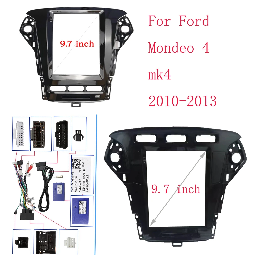 

9.7INCH 2 Din Car Frame Fascia Tesla Style Android Radio Audio Dash Fitting Panel Kit For FORD MONDEO MK4 2010-2013