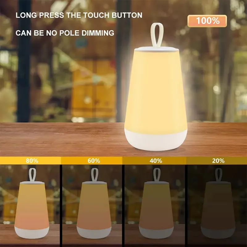 المحمولة LED الجدول مصباح عكس الضوء قابلة للشحن ضوء الليل الدافئة الأبيض و RGB مقاومة للماء فانوس معلق f/فناء حديقة التخييم