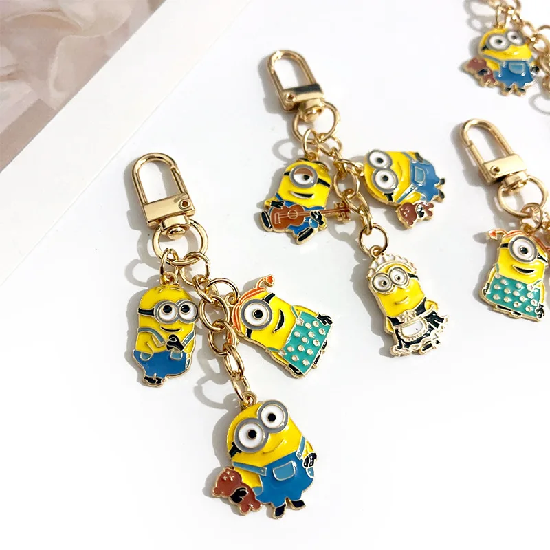 Minions Keychain Earphone Case Pendant Keyring U Disk Charm Car Key Accessories Couples Pendants, Decorations Gift for Friends