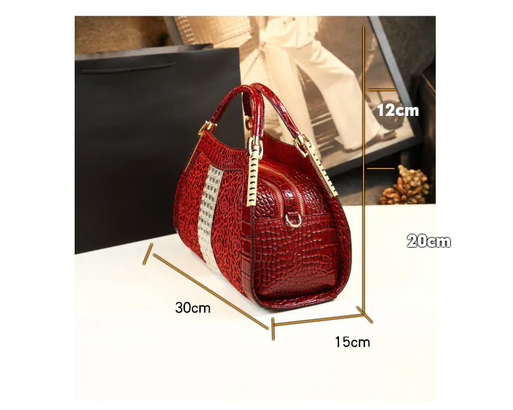 Luxury Fashion Diamonds Women Handbags Crocodile Pattern Leather Lace flowers Bag Female large capacity Shoulder Messenger Bags