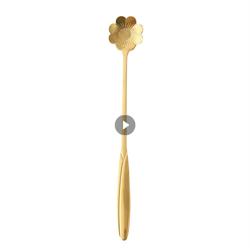 Flower Spoon Dessert Honey Meticulous Stainless Steel 18cm Long Spoon Long Handle Light Kitchen Accessories Mixing Spoon