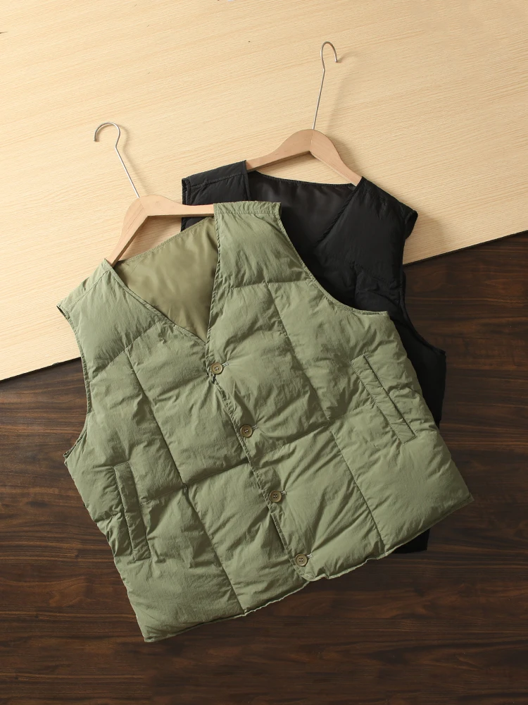 

American Retro Classic V-Ne Jaet Loose Thiened Water-Resistant Windproof Cotton Vest Faionable Urban Sle Youth Trend