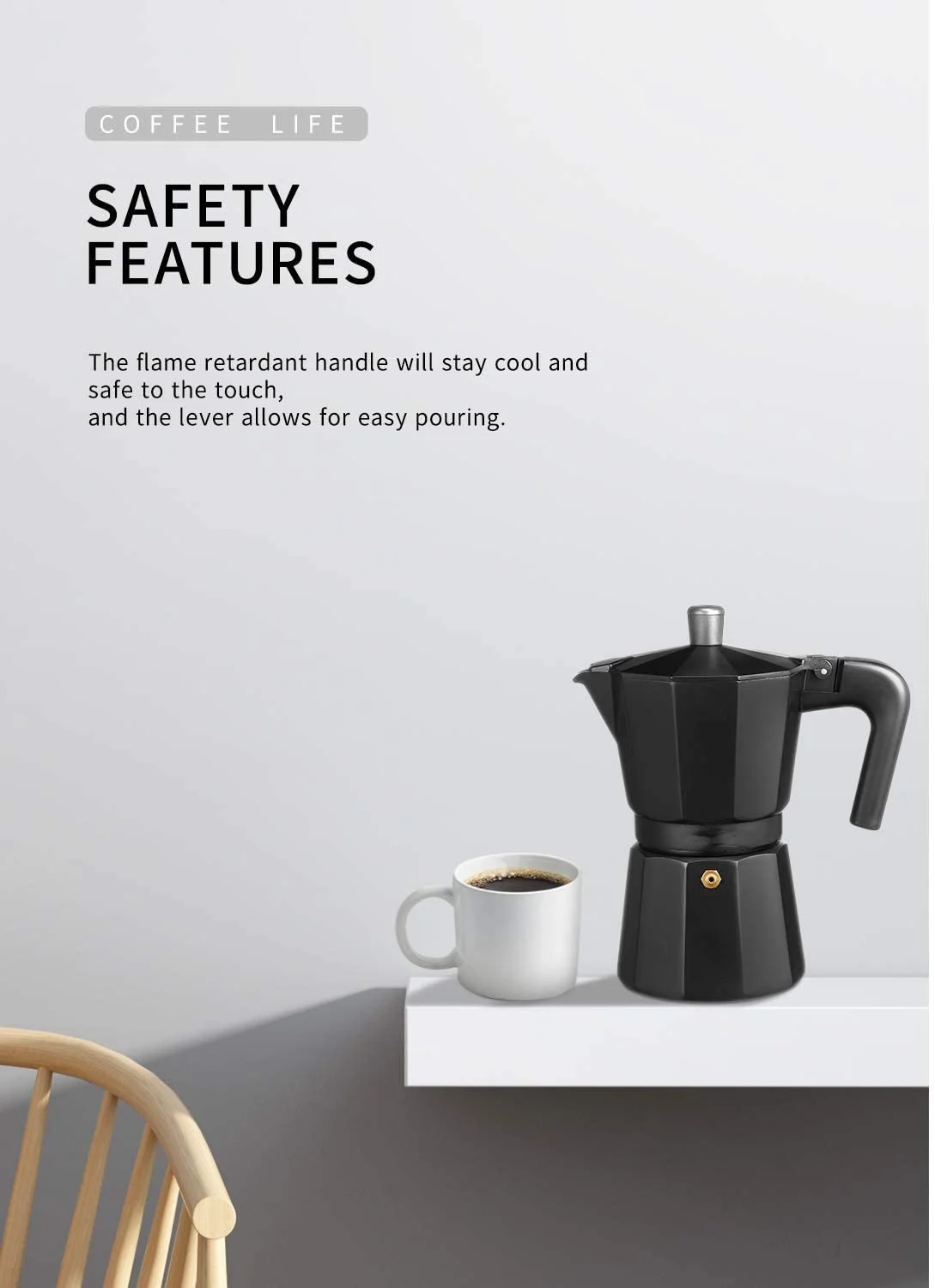 Aluminum Espresso Coffee Maker, Percolator Stove Top, Moka Pot, Italian Coffee Machine Service, Cezve Kettle, 150 ml, 300ml