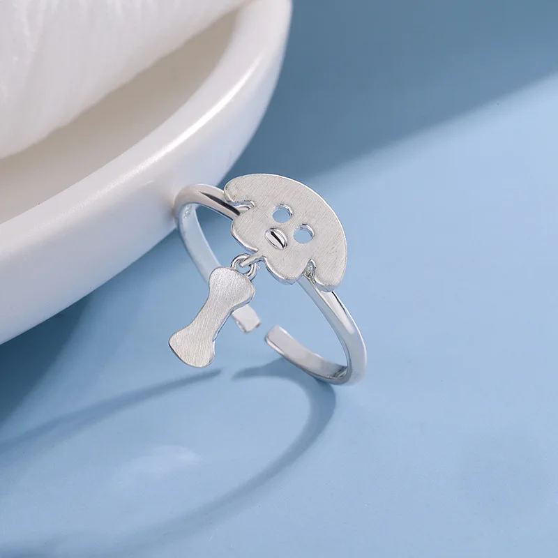 

Hot selling new fashionable and creative 925 sterling silver dog and bone animal opening ring high-quality girl's accessory
