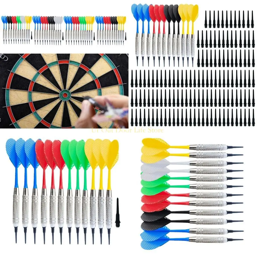 

77UF 12Pcs Indoor Soft Tip Darts with Darts Tip for Electronic Dartboard Games