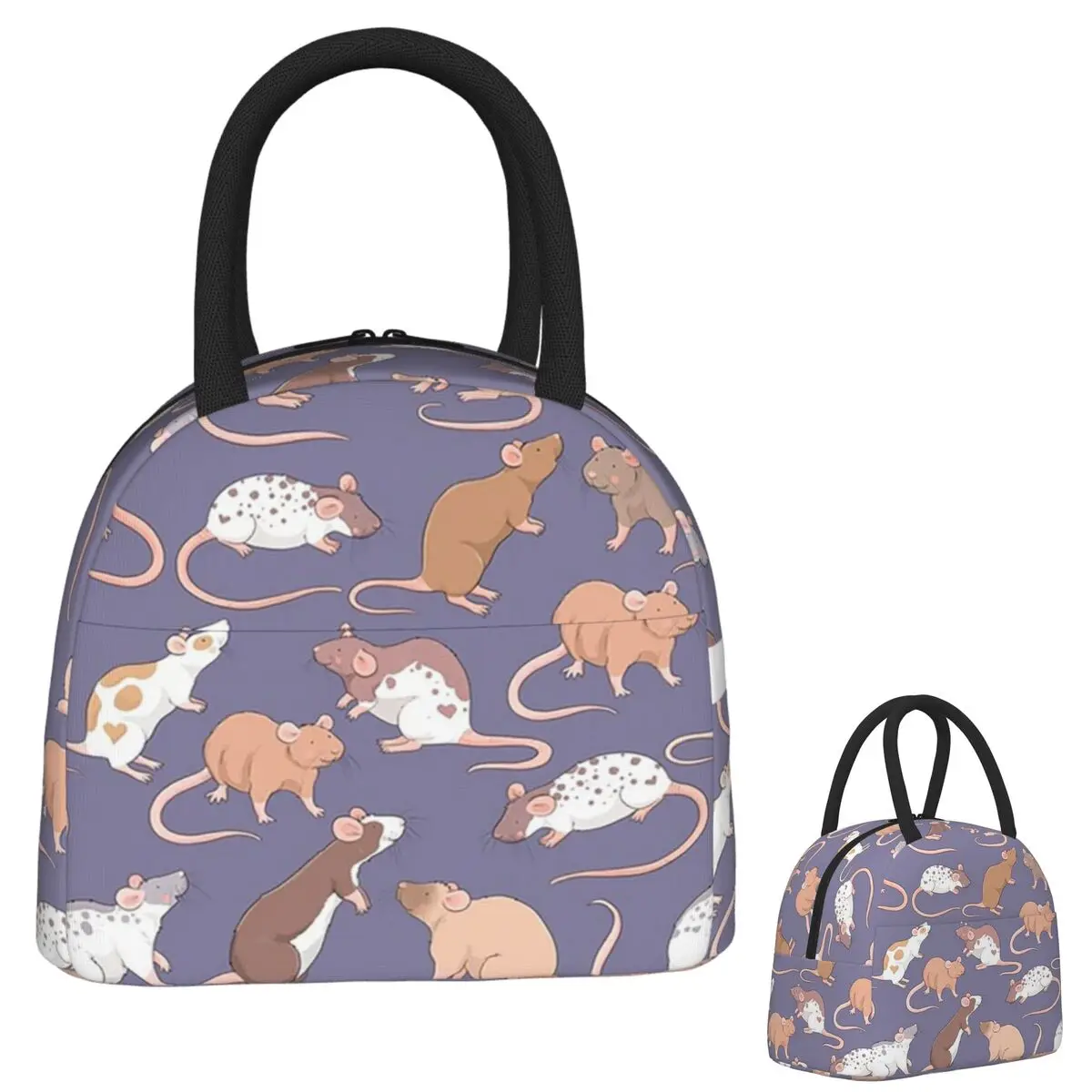 

Cute Rattie Rats Against A Slate Grey Background By Whimsicolourart Insulated Lunch Bag Food Boxes Thermal Lunch Box Tote
