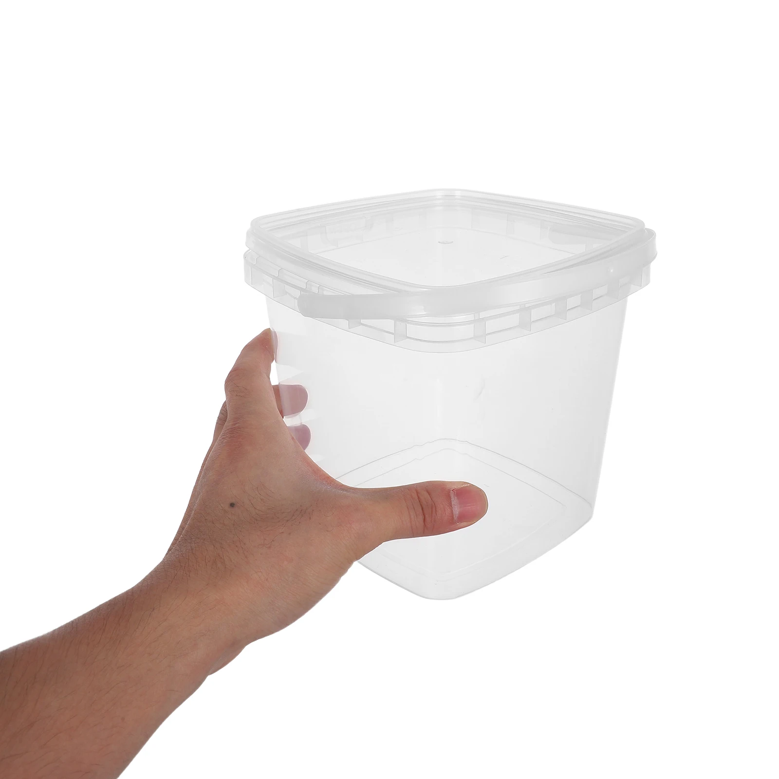 

Square Plastic Food Storage Clear Container Food Grade Buckets Lid Camping Picnics Storing Water Liquid Leakproof