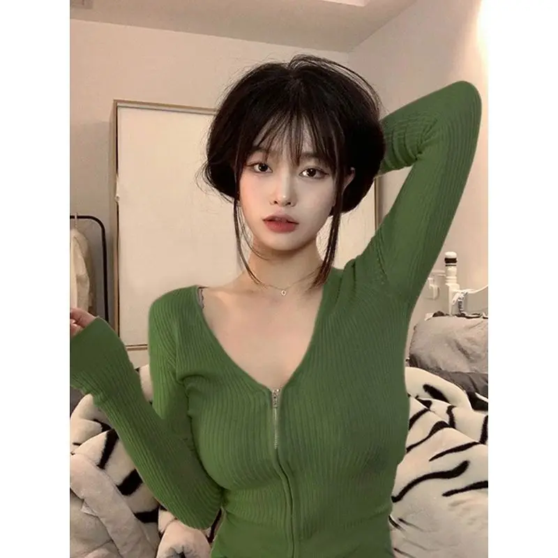 Pure Desire automne hiver rouge v-ne tricoté Cardigan Base irt Long Sve trajet Sle longueur régulière colle poitrine motif