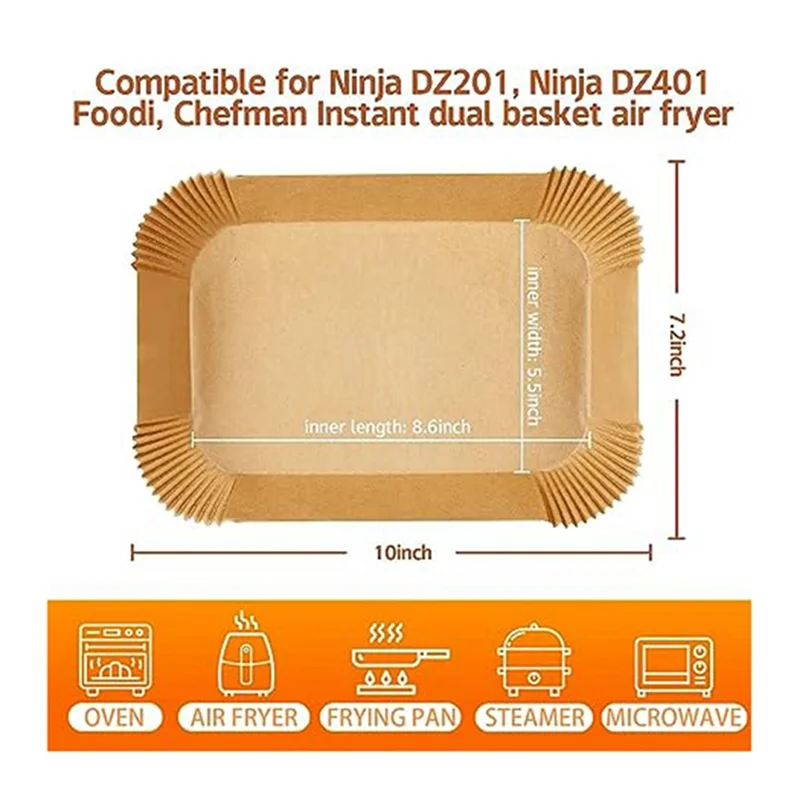 120 hojas de papel para freidora de aire, revestimiento de papel especial, papel absorbente de aceite, almohadilla para horno, papel desechable para cesta de comida, papel marrón