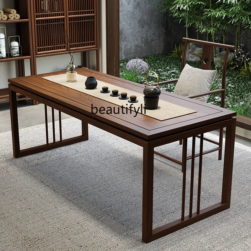 

New Chinese Style Desk Old Elm Solid Wood Zen Tea Table and Chair Set Elm Designer Calligraphy Desk Living Room Painting Desk