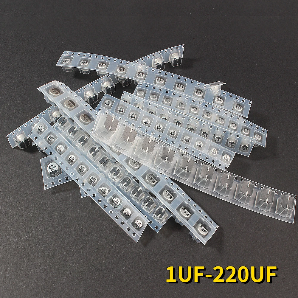 

130PCS 13 Values SMD Aluminum Electrolytic Capacitors 1UF-220UF Set of Capacitors Assorted 16V 25V 50V 4.7UF 10UF 22UF