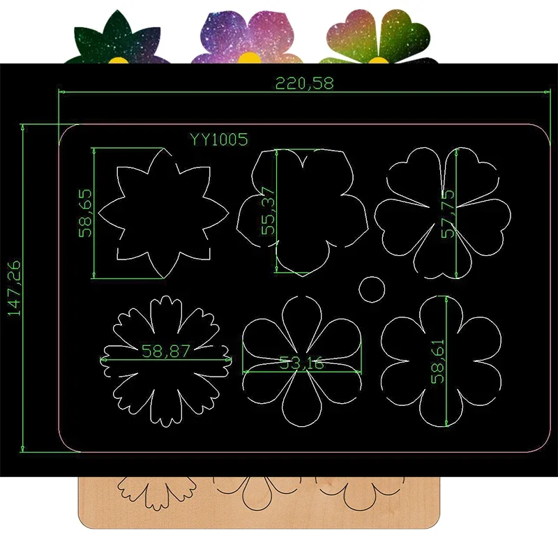 Wooden die-cutting clipboard craft knife die flower wood die YY1005   is compatible with most manual die cutting cutting dies