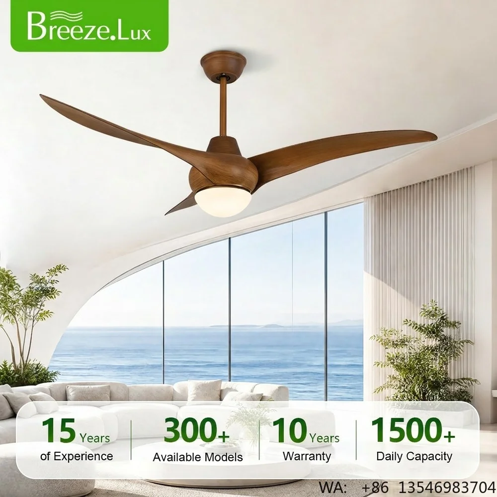 52-Inch Modern Decorative LED Ceiling Fan, Abs Blades, Silent DC Motor & Remote Control, for Household Commercial