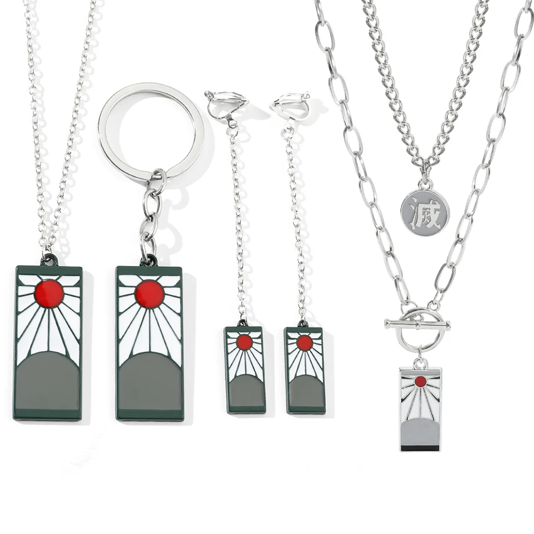 Pendientes de Tanjiro Kamado de anime para hombre y mujer, collar largo, accesorios de llavero, un regalo moderno para amigos.