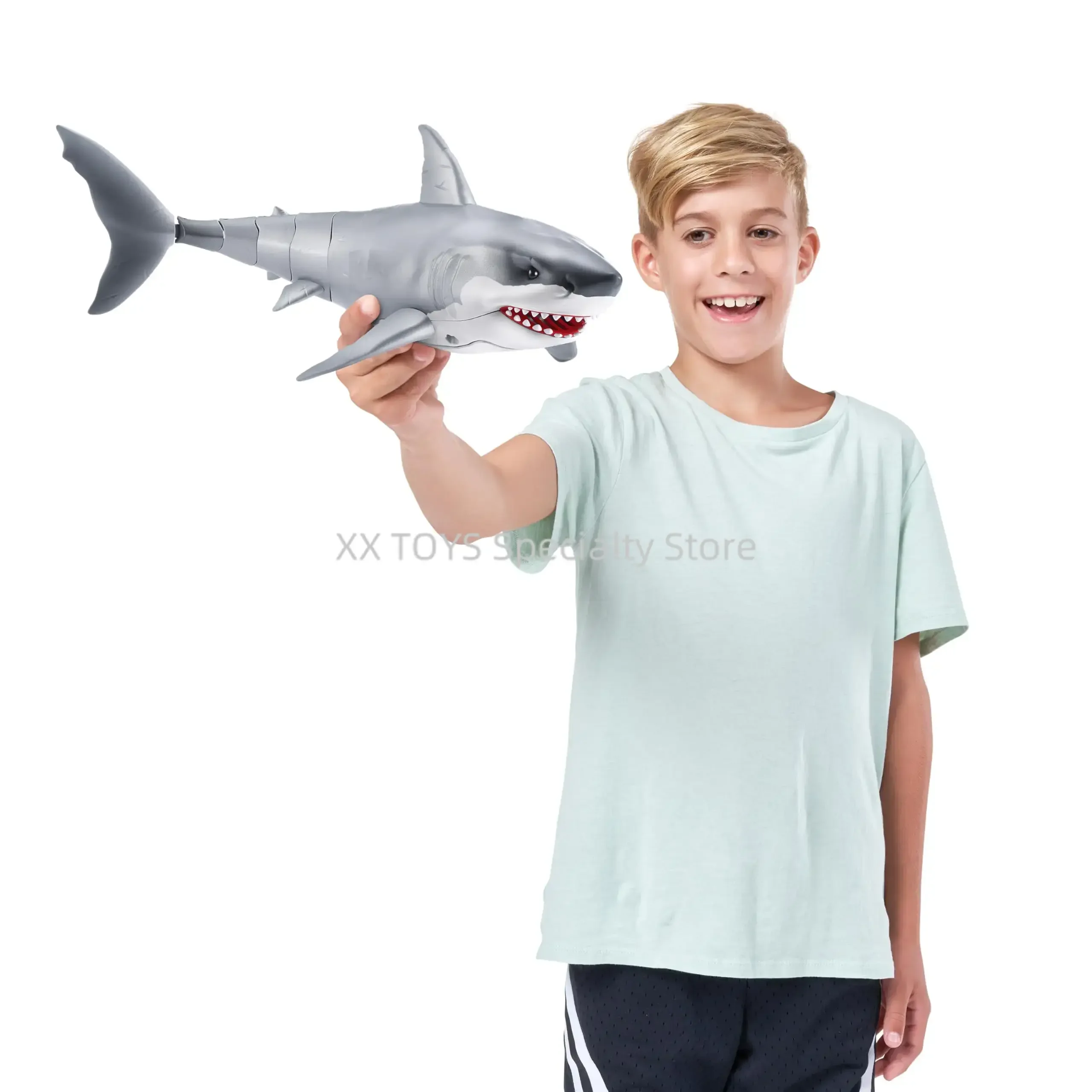 Zuru Robo Alive Great White Shark Robotic Swimming Shark Figure Robotic Light Up Shark Toy Electronic Simulation Pet Model Toys