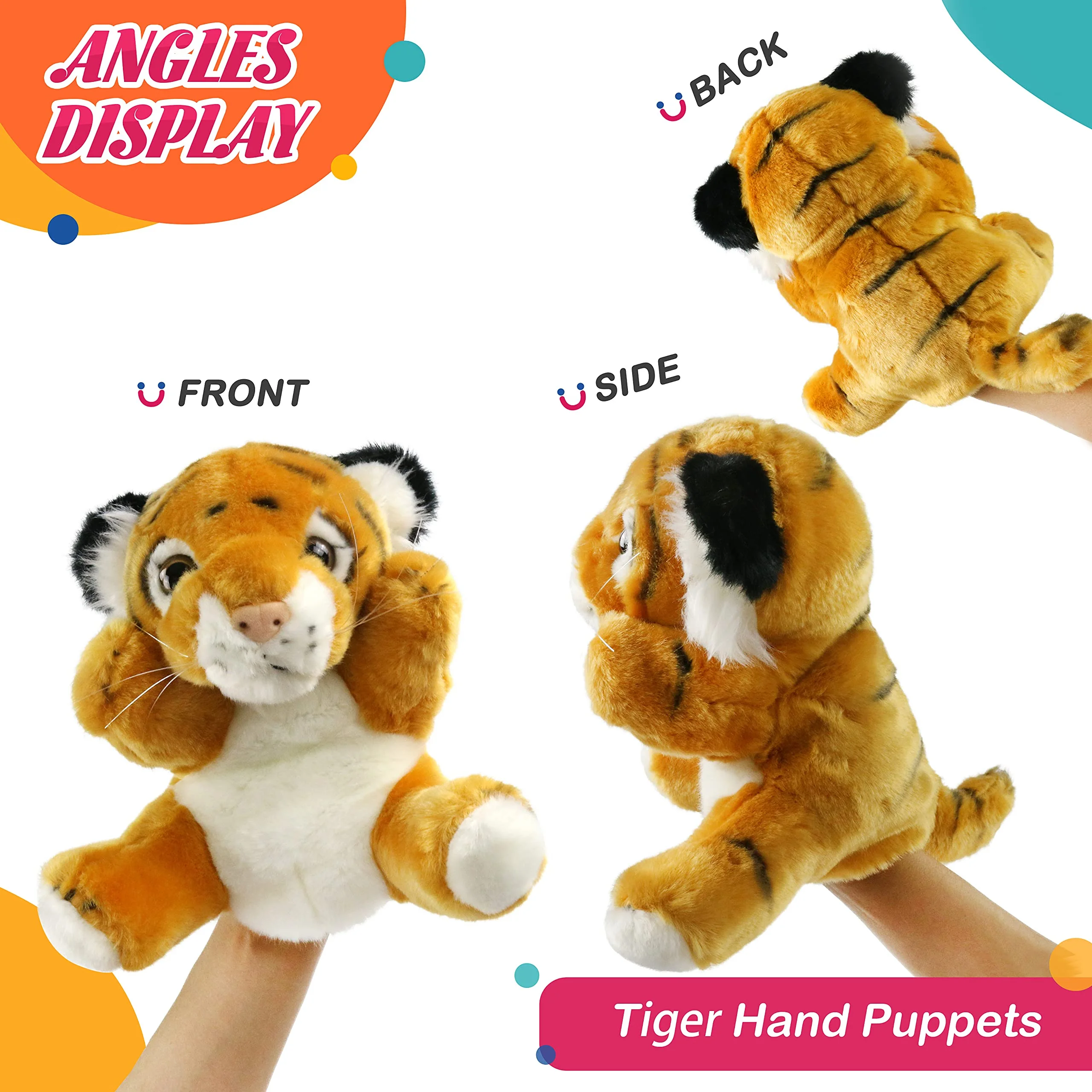 Soft Panda Tiger Hand Puppets White Yellow 20cm Plush Toys Funny Birthday Gift Stuffed Animals Game for Girls Baby Children