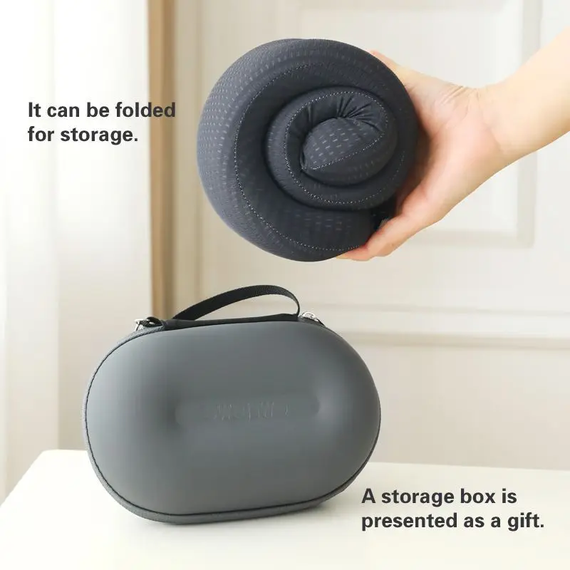 Foldable Camping Pillow Portable Breathable Soft Travel Neck Pillow With Storage Box For Hiking Airplane Car Sleeping Support