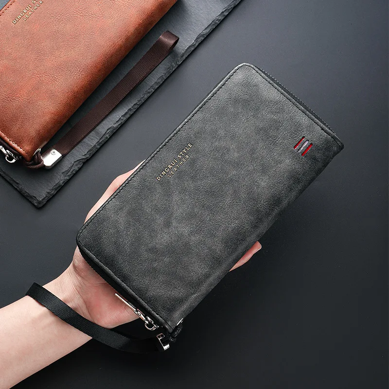 

Men Leather Wallets Long Design Causal Purses Male Zipper Wallet Coin Card Holders Slim Money Bag High Capacity Credit Case