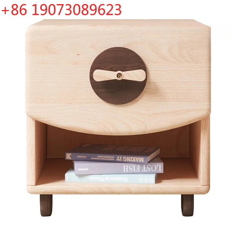 

Simple Retro Bedside Table Cartoon Storage Chest Cabinet Simple Solid