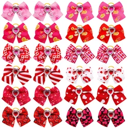 10PCS Valentine's Day Dog Bows Red Style Hair Bow Rubber Band for Dogs Fashion Puppy Cat Hair Boutique Dog Hair Accessories