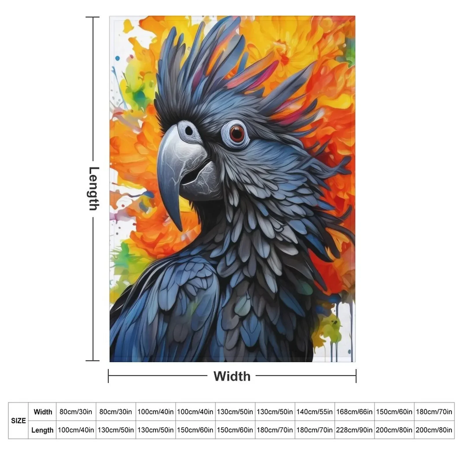 Black Cockatoo Throw Blanket couch cozy soft plush fuzzy picnic outdoor blanket
