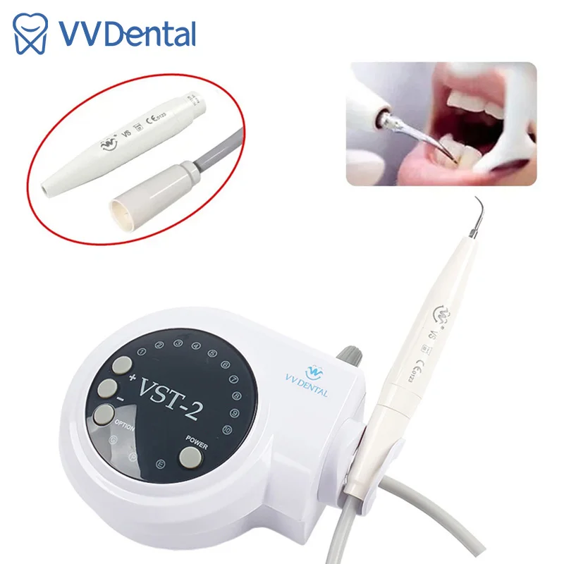 VVDental Portable Ultrasonic Piezo Scaler + Handpiece 5*Tips Wrench For Tooth Cleaning Tools Oral Cleaning Dental Calculus Smoke