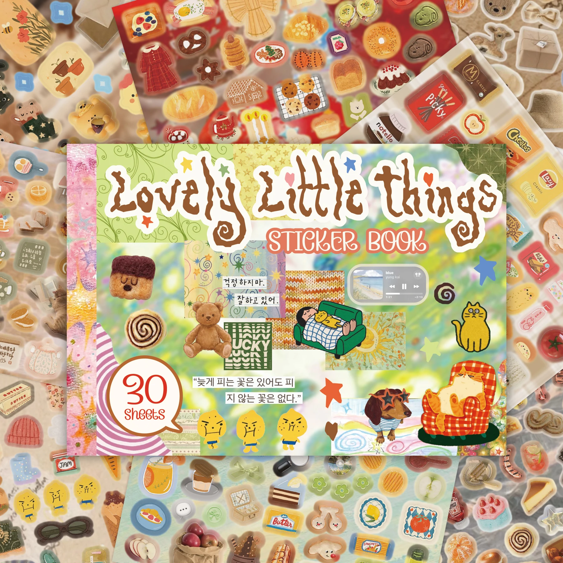 Different Covers, Same Content 30 Sheets Korean Style Sticker Book, Cute Scrapbook Stickers  for DIY Gifts Card Art Crafts