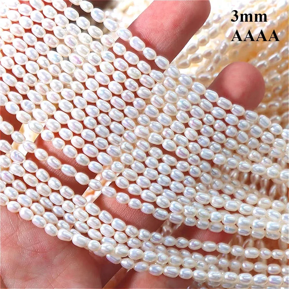 

3mm 4A Hot Sale Natural Freshwater White Pearl Rice White Isolated Loose Bead Women Jewelry DIY Necklace Bracelet Accessories