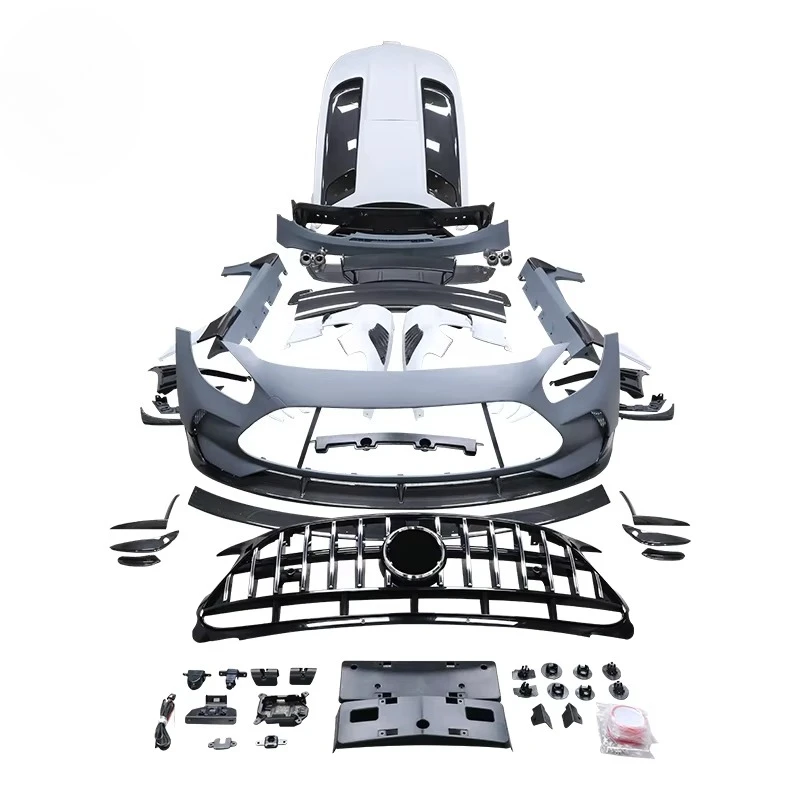 Black Series Style PP+Carbon Fiber Car Body Kit for Mercedes Benz AMG GT Front Bumper Main Grill Side Skirts Hood Rear Bumper