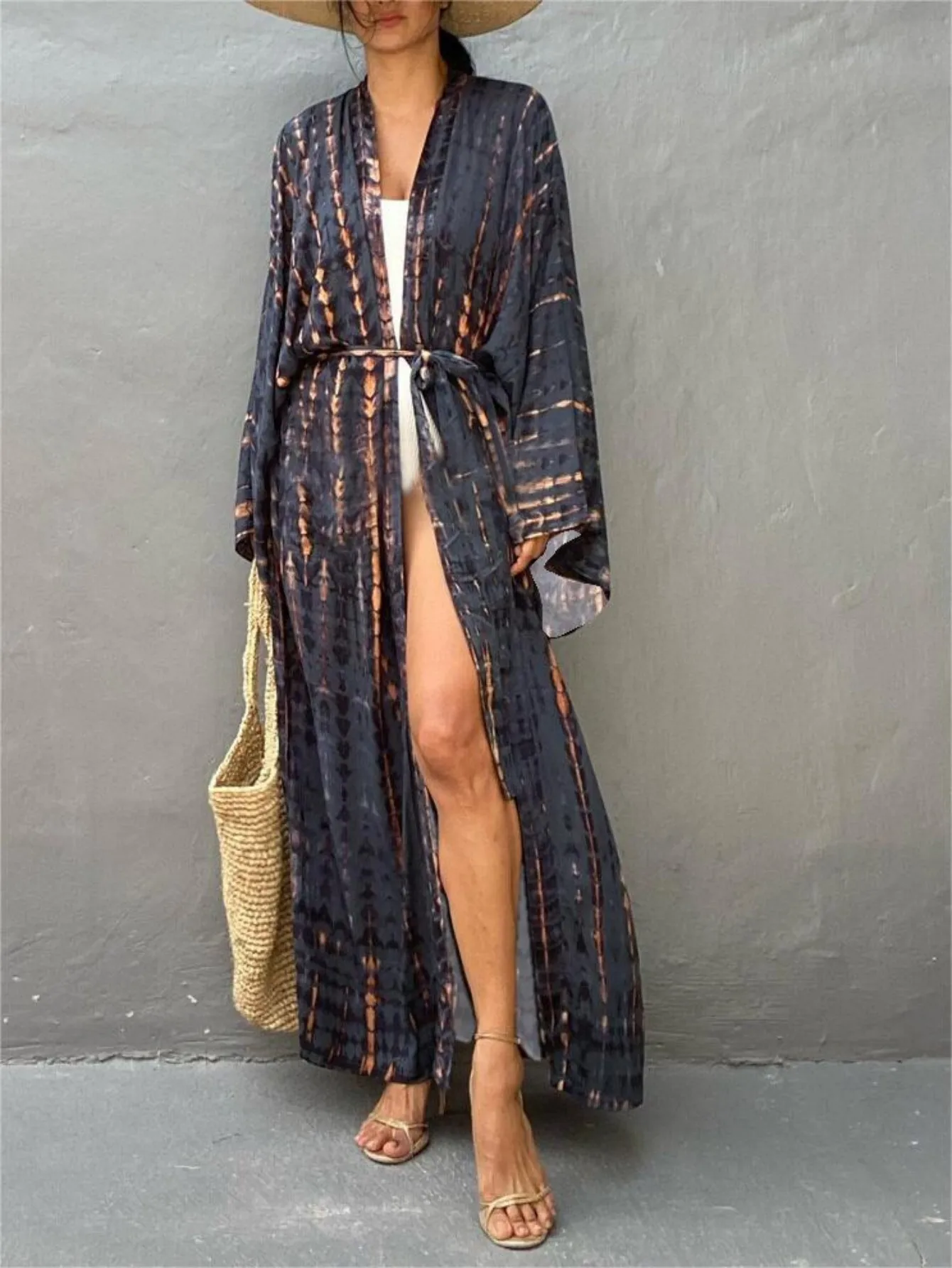 Robes caftan pour femmes, grande taille, maillot de bain, Cover-up, col en v, robe chauve-souris, coupe ample, robes mumu marocaines