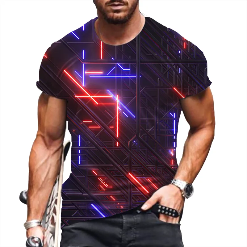 

Men's Summer 3D Geometric Pattern T-shirt Personalized Print T-shirt Top Casual Fashion Hip Hop Harajuku Style T-shirt