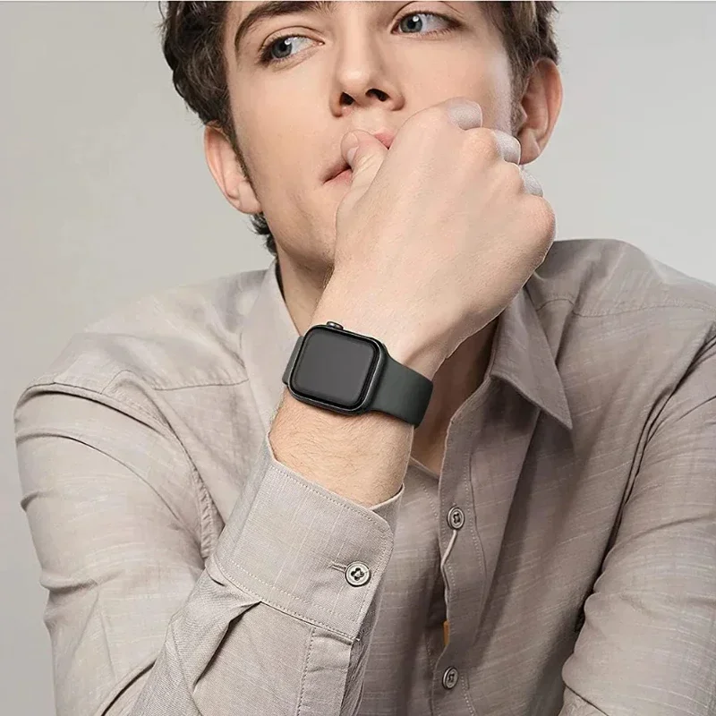 Силиконовый ремешок для Apple Watch 10 46 мм 42 мм 9 8 7 45 мм 41 мм Ultra 2 49 мм Мягкий спортивный браслет iWatch 6 5 4 SE 44 мм 40 мм