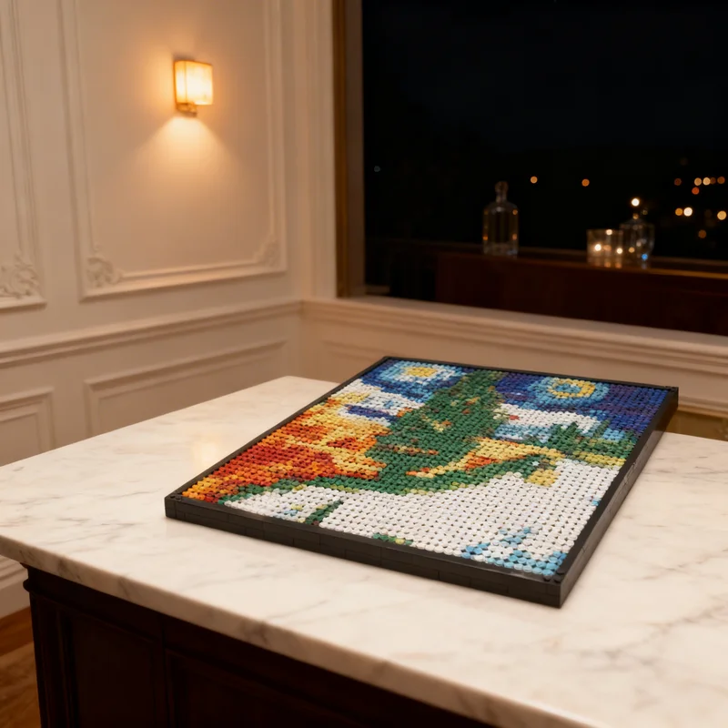 

2711pcs MOC Road With Cypress And Star Art Photo Model Building Blocks Creative Gift DIY Display Decor Adult Premium Kids Desk