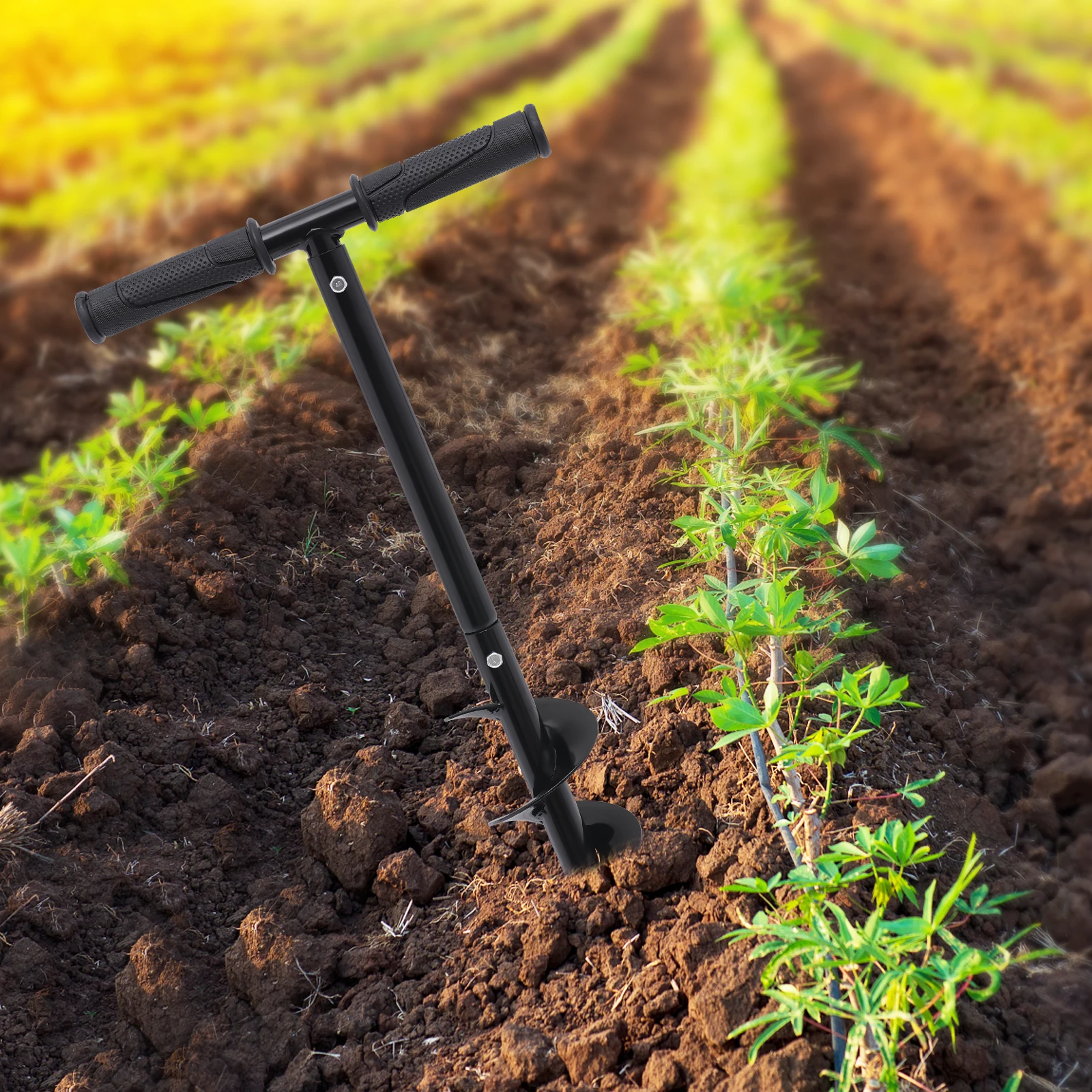 

Спиральный садовый бур 24 x 4 дюйма, с нескользящей ручкой, для посадки деревьев и рассады - ручной инструмент для выкапывания ям