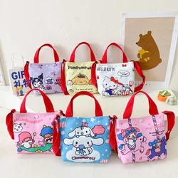 Kawaii Sanrio Canvas Bag Hello Kitty Cinnamoroll Crossbody Shoulder Hand Bag Cute Cartoon Melody Kuromi Girl Kids Children Gifts