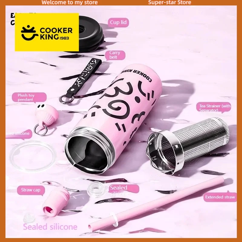 

COOKER KING Spot Goods Thermos Cup Insulated Water Bottles Coffee Mug Stainless Steel Thermal Straw Cup Keep Cold&Hot Travel Mug